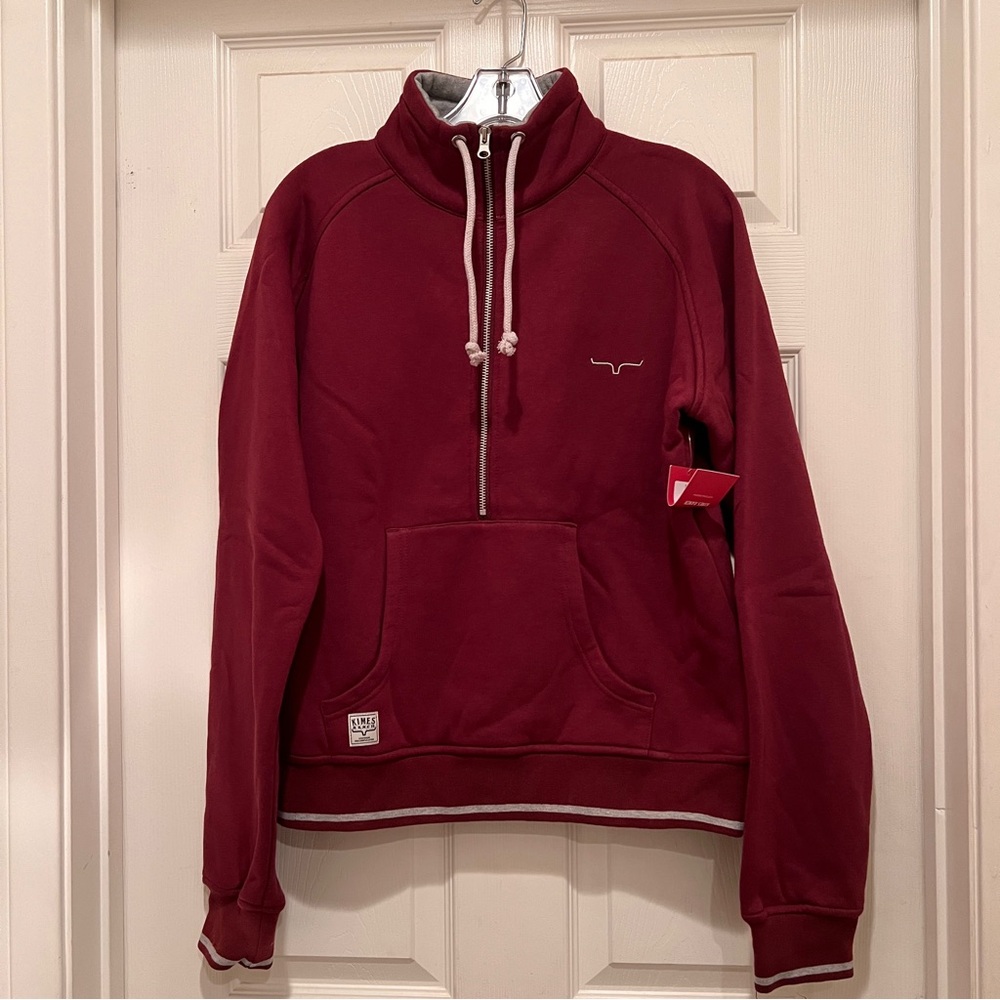 Kimes Ranch Burgundy Half-Zip Sweatshirt with White Trim